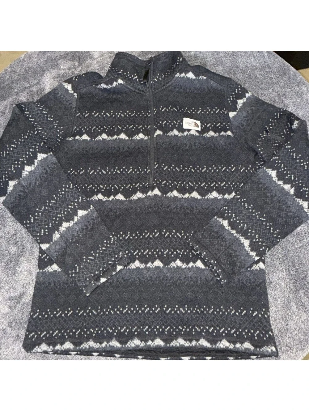 The North Face Men's Gordon Lyons 1/4 Zip Pullover Size M Black Landscape Print